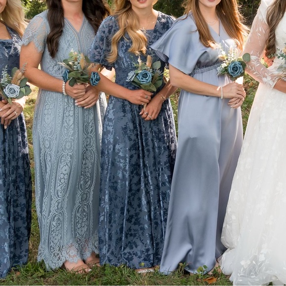 Baltic born Veronica velvet maxi dress floral modest bridesmaid wedding - Picture 2 of 9